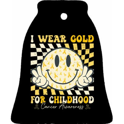 I Wear Gold For Childhood Cancer Awareness Ceramic Bell Ornament