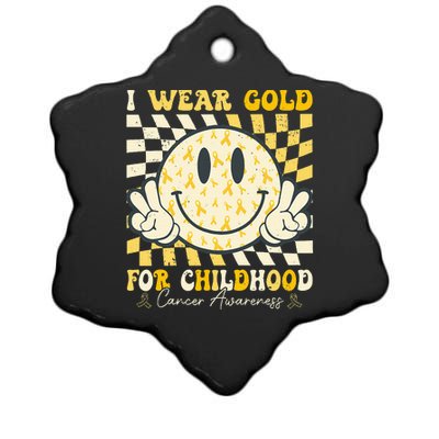 I Wear Gold For Childhood Cancer Awareness Ceramic Star Ornament