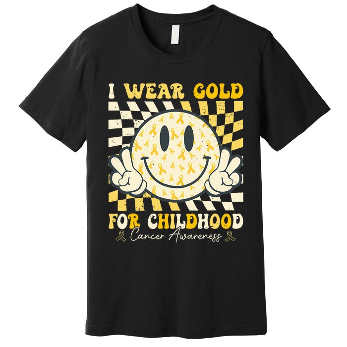 I Wear Gold For Childhood Cancer Awareness Premium T-Shirt