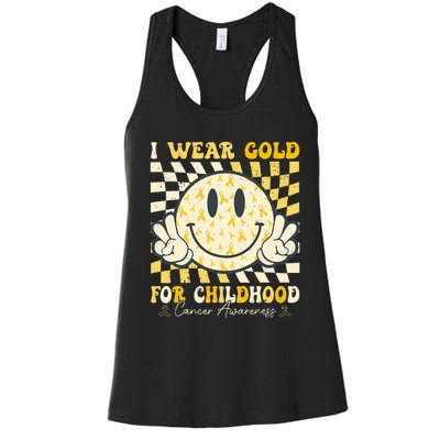 I Wear Gold For Childhood Cancer Awareness Women's Racerback Tank