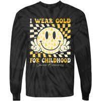 I Wear Gold For Childhood Cancer Awareness Tie-Dye Long Sleeve Shirt