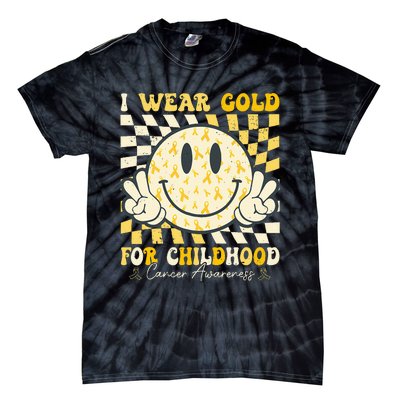 I Wear Gold For Childhood Cancer Awareness Tie-Dye T-Shirt