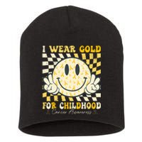 I Wear Gold For Childhood Cancer Awareness Short Acrylic Beanie