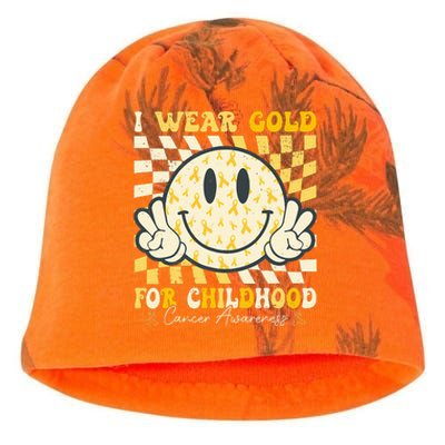 I Wear Gold For Childhood Cancer Awareness Kati - Camo Knit Beanie