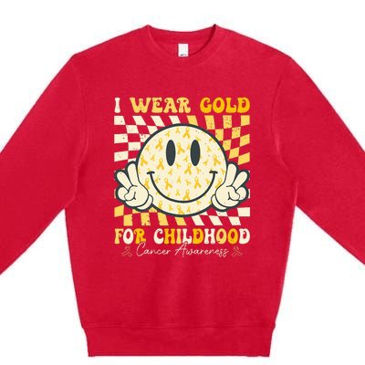 I Wear Gold For Childhood Cancer Awareness Premium Crewneck Sweatshirt