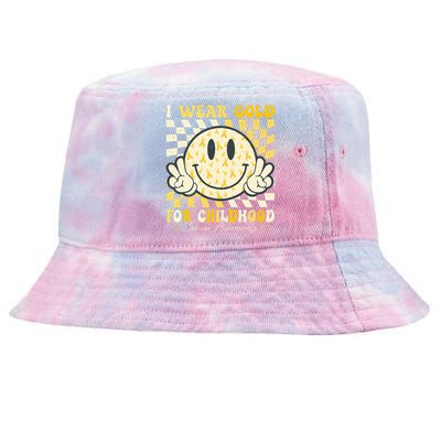 I Wear Gold For Childhood Cancer Awareness Tie-Dyed Bucket Hat