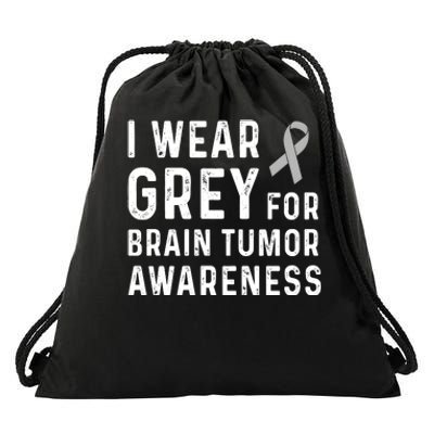 I Wear Gray For Brain Tumor Awareness Drawstring Bag