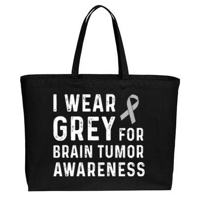 I Wear Gray For Brain Tumor Awareness Cotton Canvas Jumbo Tote