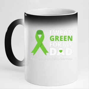 I Wear Green For My Dad TBI Awareness Green Ribbon 11oz Black Color Changing Mug