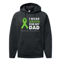 I Wear Green For My Dad TBI Awareness Green Ribbon Performance Fleece Hoodie