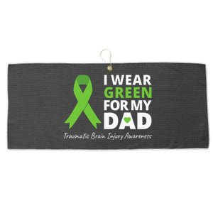 I Wear Green For My Dad TBI Awareness Green Ribbon Large Microfiber Waffle Golf Towel