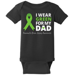 I Wear Green For My Dad TBI Awareness Green Ribbon Baby Bodysuit