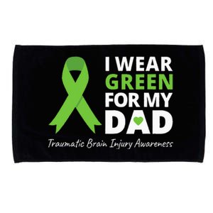 I Wear Green For My Dad TBI Awareness Green Ribbon Microfiber Hand Towel