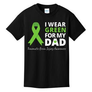 I Wear Green For My Dad TBI Awareness Green Ribbon Kids T-Shirt