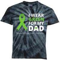 I Wear Green For My Dad TBI Awareness Green Ribbon Kids Tie-Dye T-Shirt