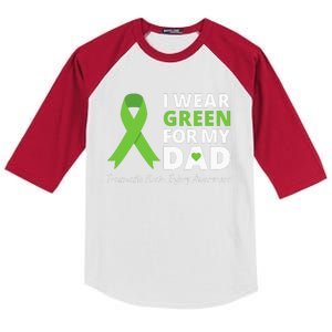 I Wear Green For My Dad TBI Awareness Green Ribbon Kids Colorblock Raglan Jersey