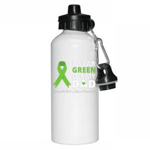 I Wear Green For My Dad TBI Awareness Green Ribbon Aluminum Water Bottle