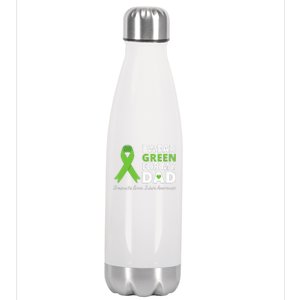 I Wear Green For My Dad TBI Awareness Green Ribbon Stainless Steel Insulated Water Bottle