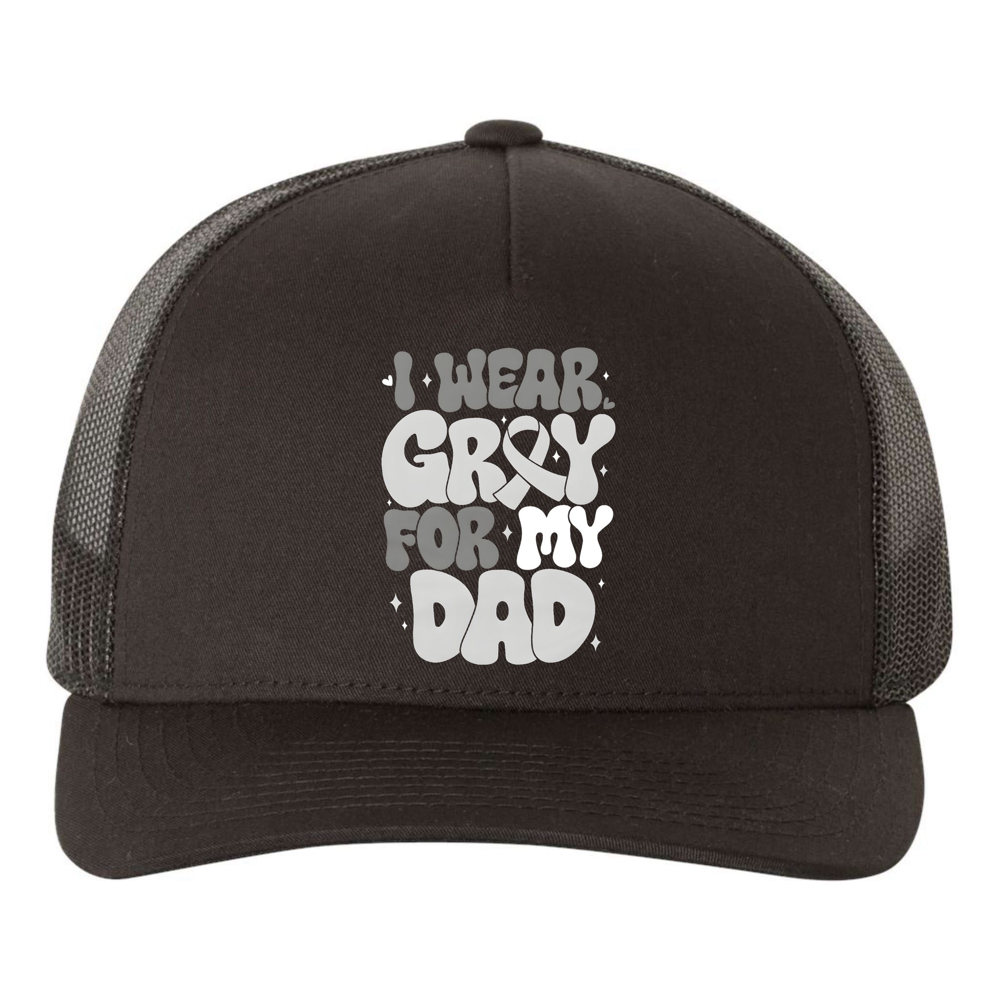I Wear Gray For My Dad Brain Cancer Awareness Yupoong Adult 5-Panel Trucker Hat