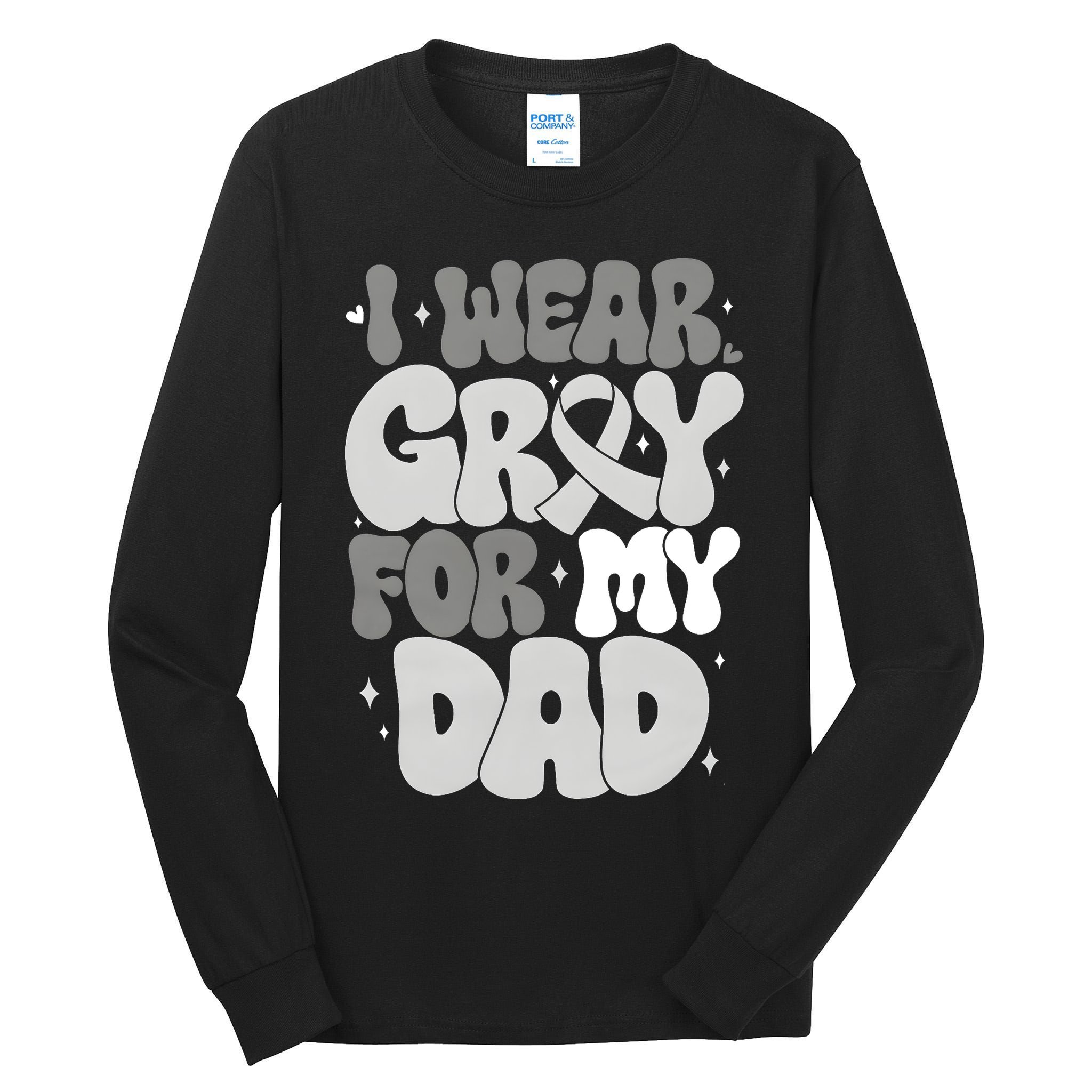 I Wear Gray For My Dad Brain Cancer Awareness Tall Long Sleeve T-Shirt