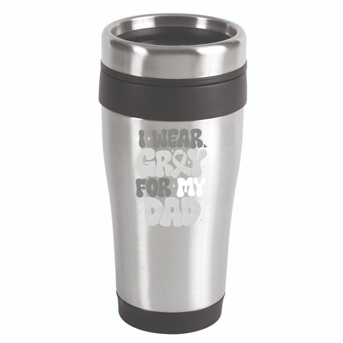 I Wear Gray For My Dad Brain Cancer Awareness 16oz Travel Tumbler