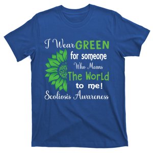 I Wear Green For Scoliosis Awareness Month Green Sunflower Cute Gift T-Shirt