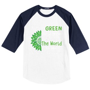 I Wear Green For Scoliosis Awareness Month Green Sunflower Cute Gift Baseball Sleeve Shirt