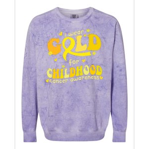 I Wear Gold For Childhood Cancer Awareness Colorblast Crewneck Sweatshirt