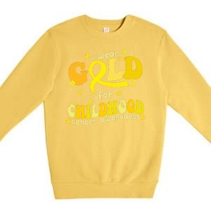 I Wear Gold For Childhood Cancer Awareness Premium Crewneck Sweatshirt