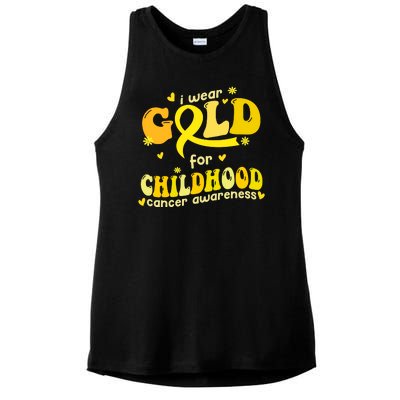 I Wear Gold For Childhood Cancer Awareness Ladies PosiCharge Tri-Blend Wicking Tank