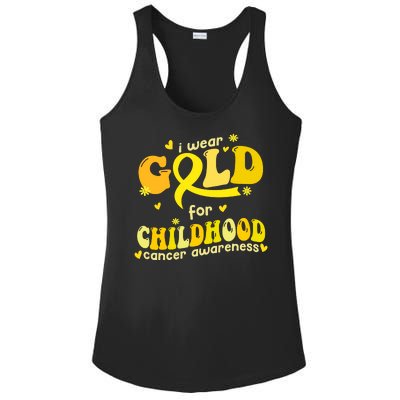 I Wear Gold For Childhood Cancer Awareness Ladies PosiCharge Competitor Racerback Tank