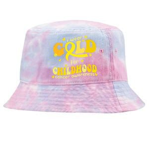 I Wear Gold For Childhood Cancer Awareness Tie-Dyed Bucket Hat