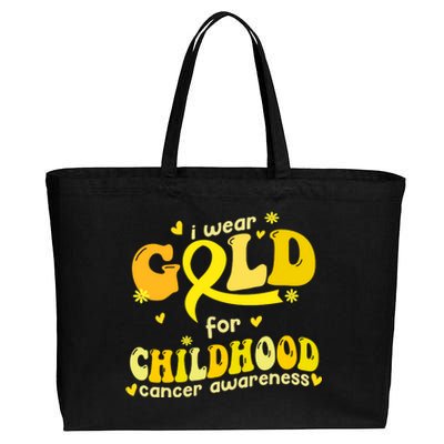 I Wear Gold For Childhood Cancer Awareness Cotton Canvas Jumbo Tote