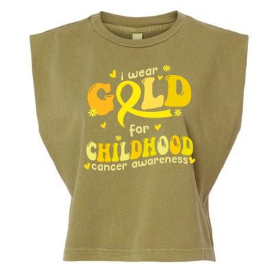 I Wear Gold For Childhood Cancer Awareness Garment-Dyed Women's Muscle Tee