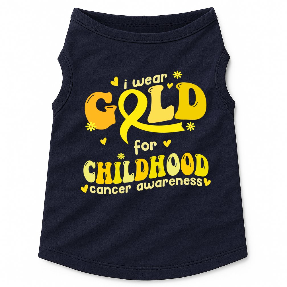 I Wear Gold For Childhood Cancer Awareness Doggie Tank