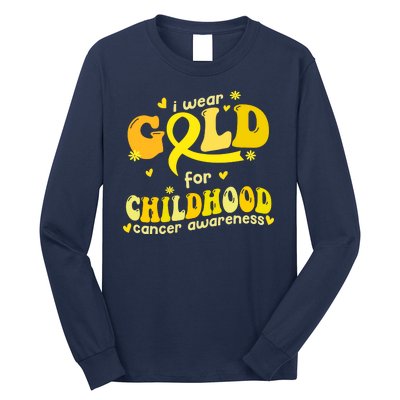 I Wear Gold For Childhood Cancer Awareness Long Sleeve Shirt