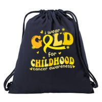 I Wear Gold For Childhood Cancer Awareness Drawstring Bag