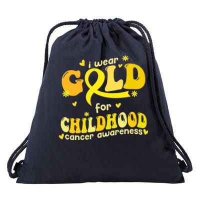 I Wear Gold For Childhood Cancer Awareness Drawstring Bag