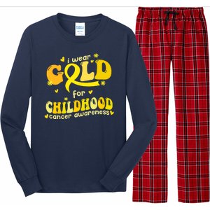 I Wear Gold For Childhood Cancer Awareness Long Sleeve Pajama Set