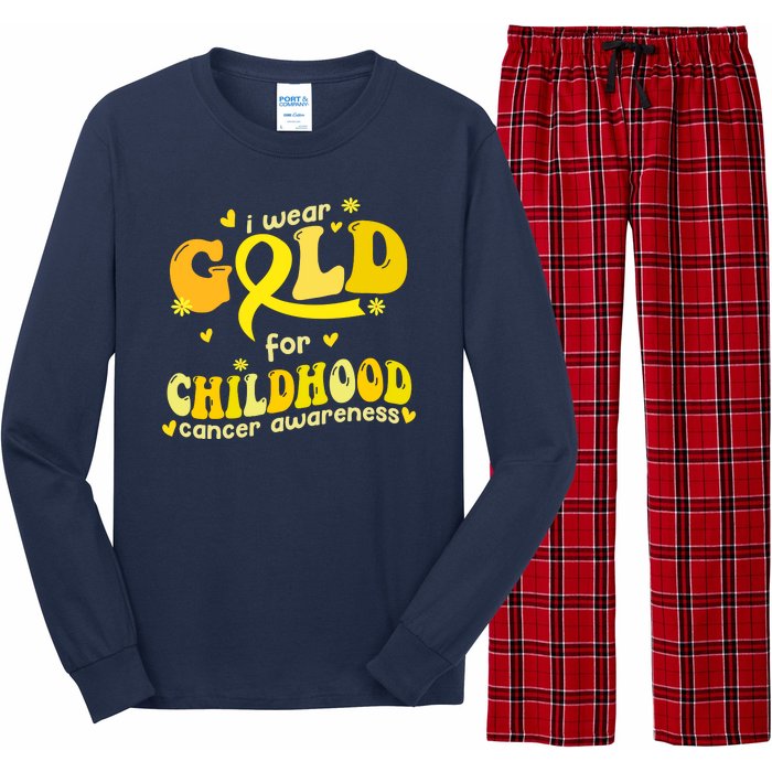 I Wear Gold For Childhood Cancer Awareness Long Sleeve Pajama Set