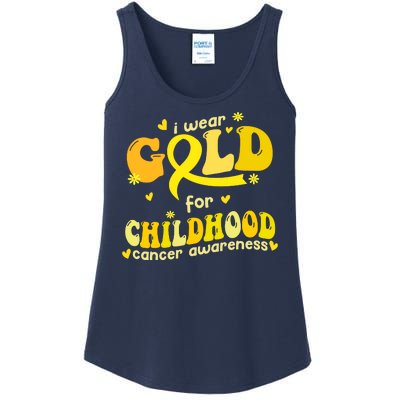 I Wear Gold For Childhood Cancer Awareness Ladies Essential Tank