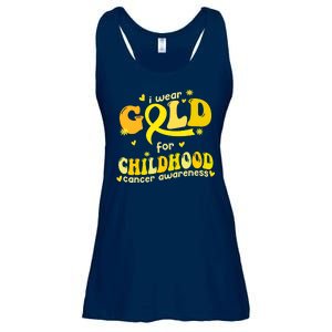 I Wear Gold For Childhood Cancer Awareness Ladies Essential Flowy Tank