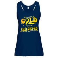 I Wear Gold For Childhood Cancer Awareness Ladies Essential Flowy Tank