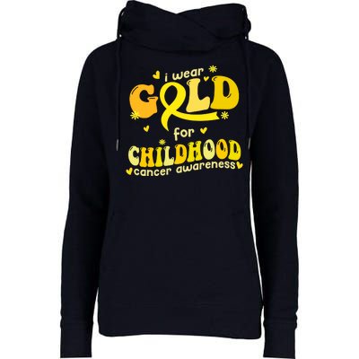 I Wear Gold For Childhood Cancer Awareness Womens Funnel Neck Pullover Hood