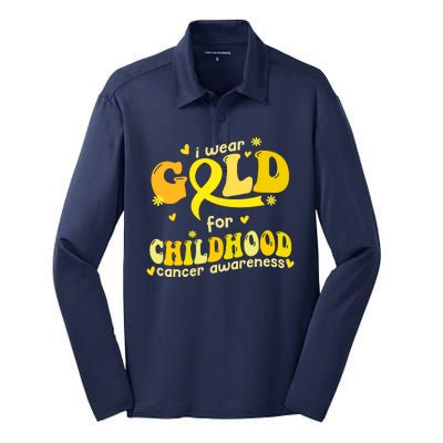 I Wear Gold For Childhood Cancer Awareness Silk Touch Performance Long Sleeve Polo