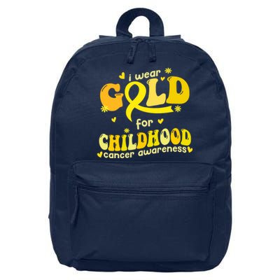 I Wear Gold For Childhood Cancer Awareness 16 in Basic Backpack