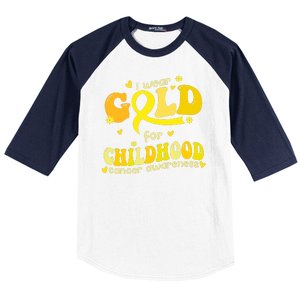 I Wear Gold For Childhood Cancer Awareness Baseball Sleeve Shirt