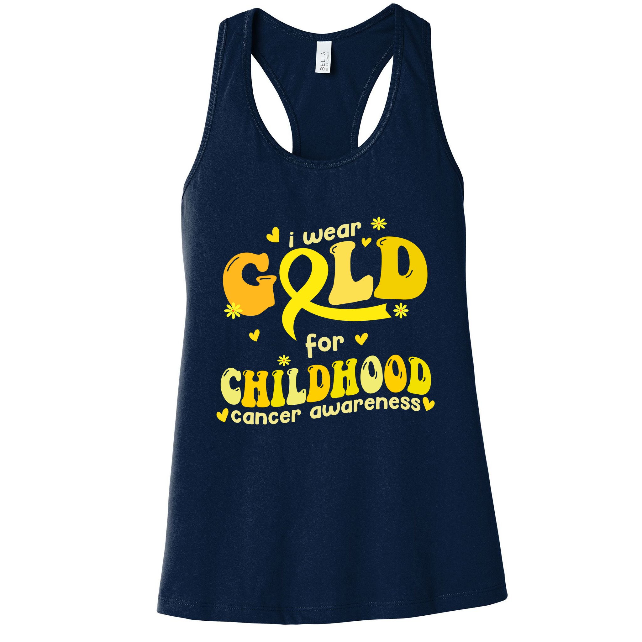 I Wear Gold For Childhood Cancer Awareness Womens Tank Top