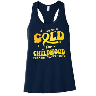 I Wear Gold For Childhood Cancer Awareness Women's Racerback Tank