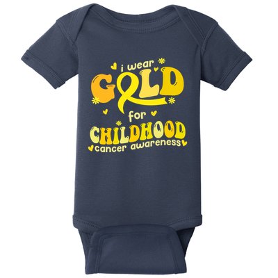 I Wear Gold For Childhood Cancer Awareness Baby Bodysuit